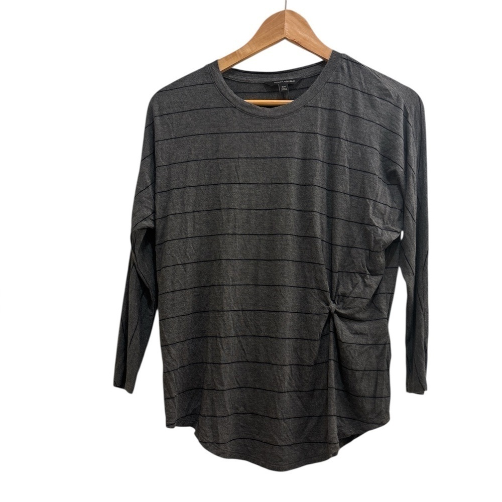 Banana Republic Charcoal Striped Long Sleeve Tee